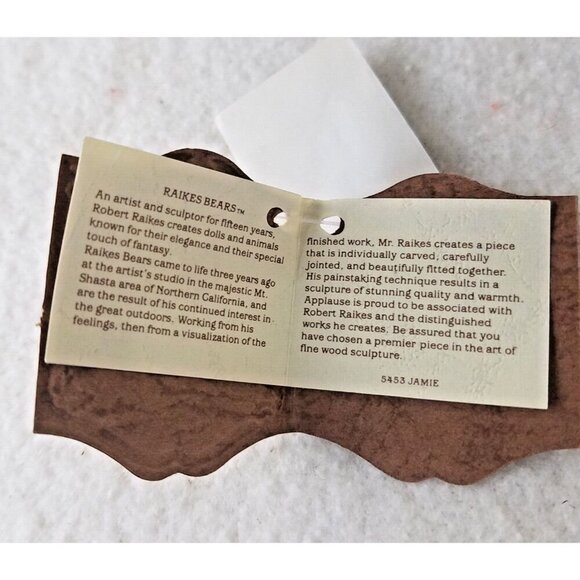 1985 Applause Raikes Bear Jamie 5453 Jointed Teddy Bear Wood Face & Feet vntg - Picture 8 of 10